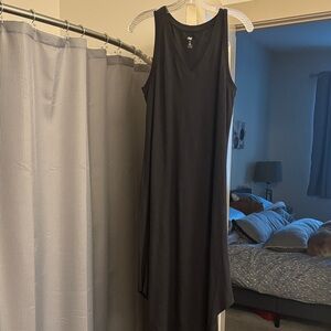 dip Black Maxi Dress-cotton